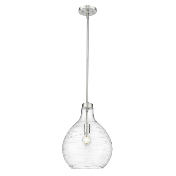 Z-Lite Bon Air Pendant, 1-Light, 13 In.W x 17.5 In.H, Brushed Nickel/Clear 496P13-BN - main